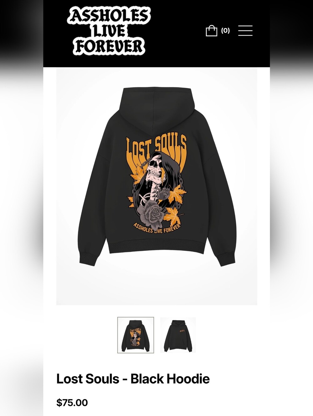 Assholes Live Forever - Lost Souls - Black Hoodie - Men's Small